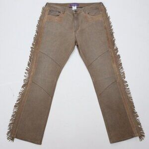 Ralph Lauren Purple Label Collection Jeans 31 suede leather fringe Western